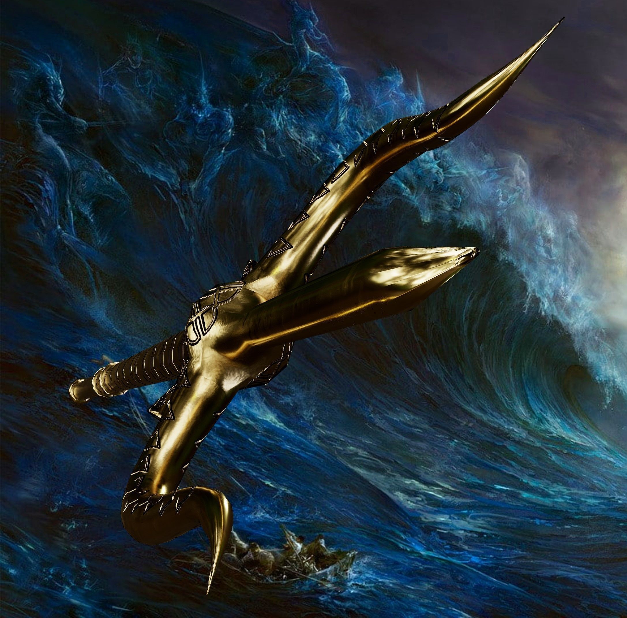 Trident - Poseidon primary weapon Low-poly 3D model_3