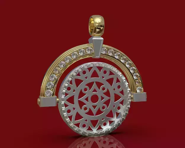 pendant with gem stones 3D print model