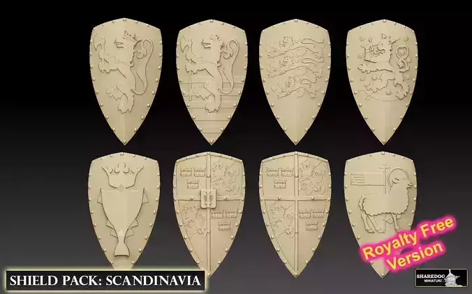Shield Pack Scandinavia Royalty Free Version 3D print model