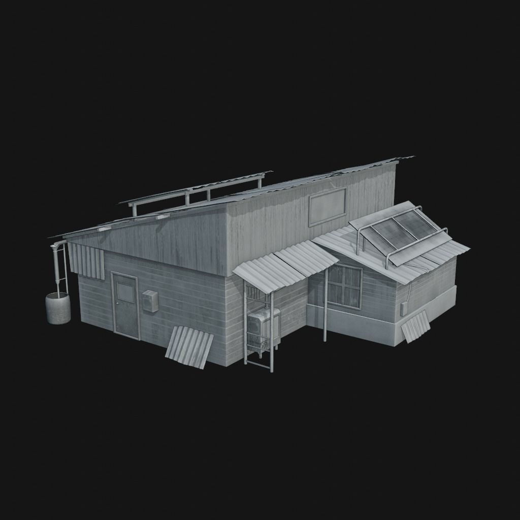 Post Apocalyptic House - Wooden - Old Low-poly 3D model_5