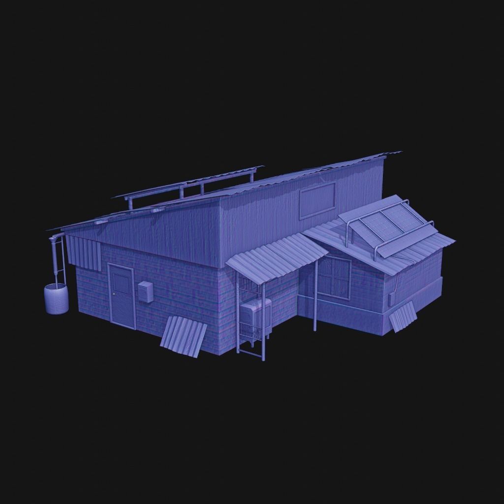Post Apocalyptic House - Wooden - Old Low-poly 3D model_7