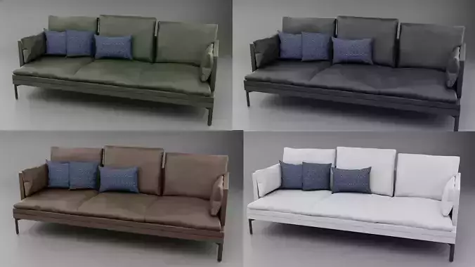 Realistic Leather Couch Collection 4 Colours with Pillows