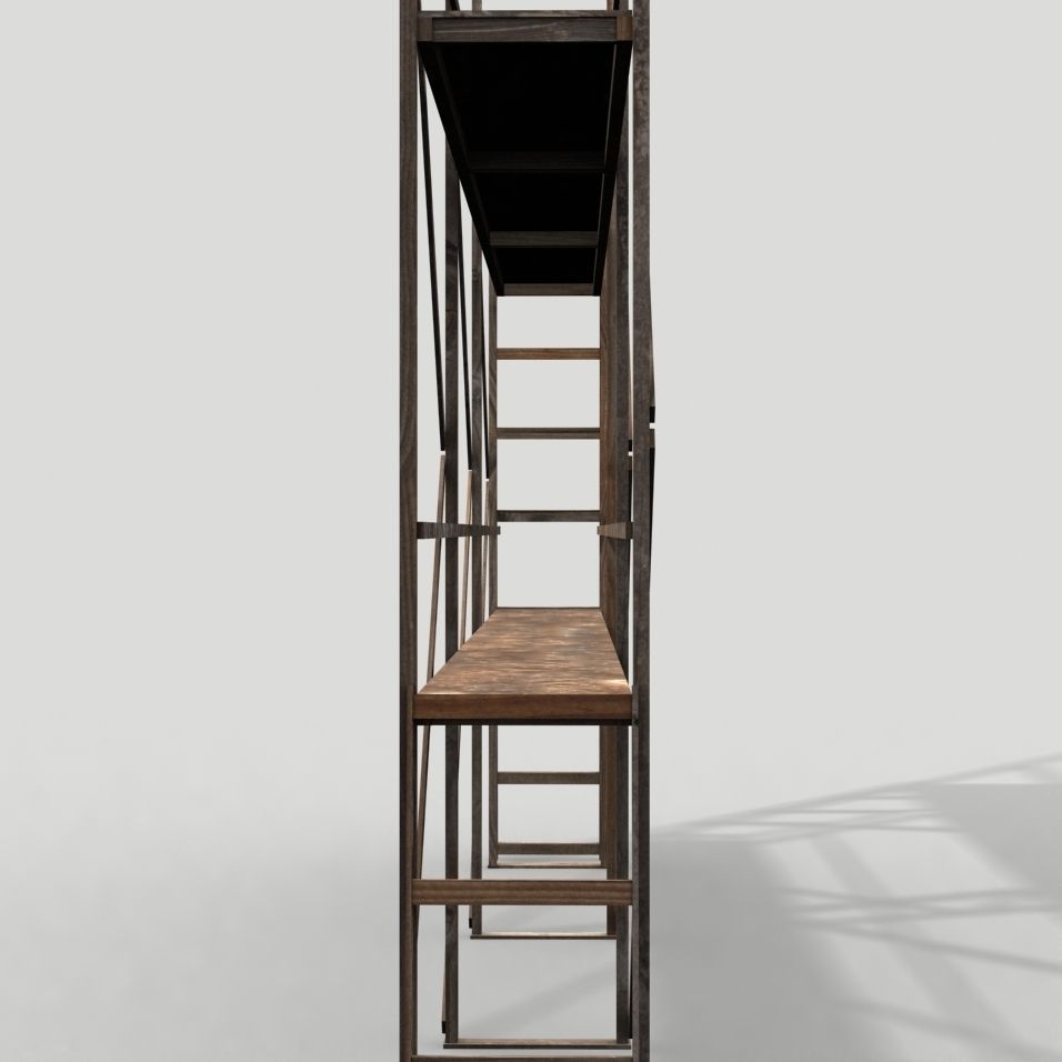 Scaffolding 01 from wood Low-poly 3D model_4