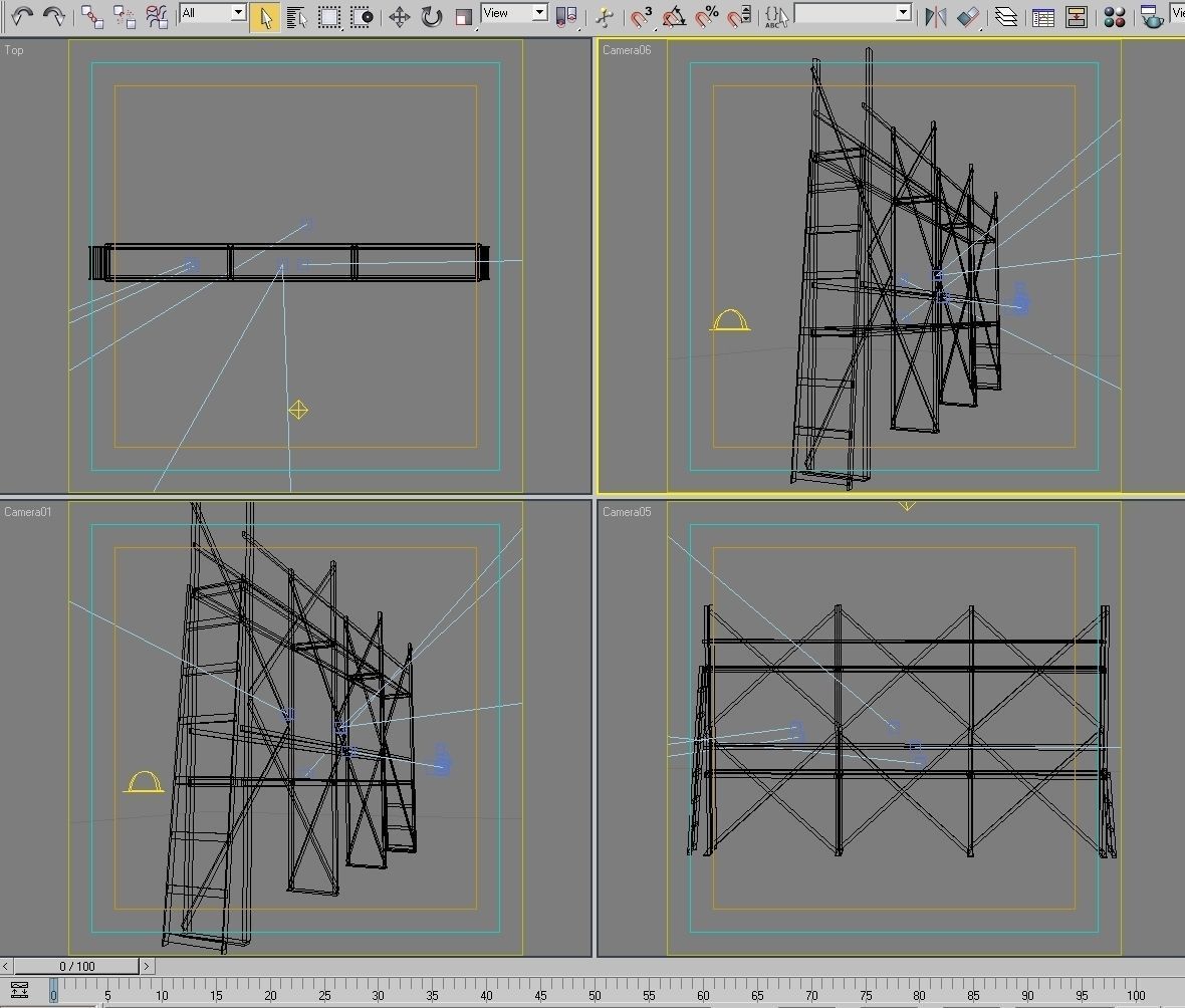 Scaffolding 01 from wood Low-poly 3D model_7