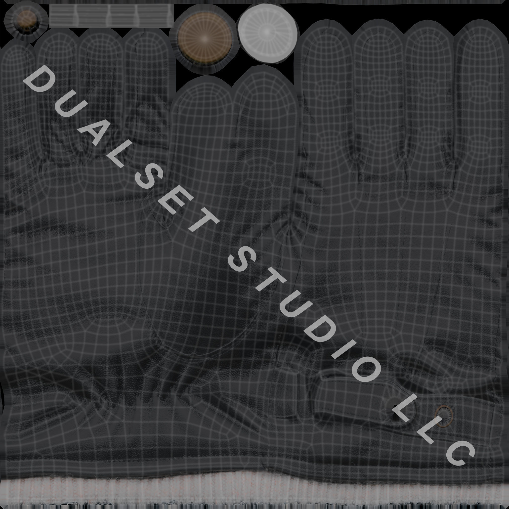 Leather Gloves 004 Low-poly 3D model_19