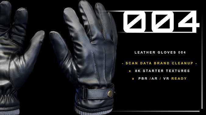 Leather Gloves 004 Low-poly 3D model