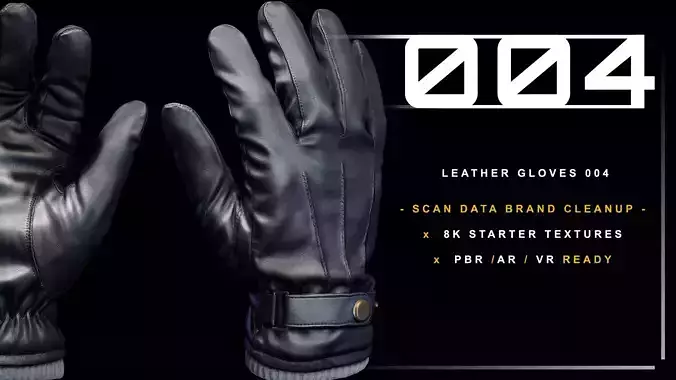 Leather Gloves 004 Low-poly 3D model