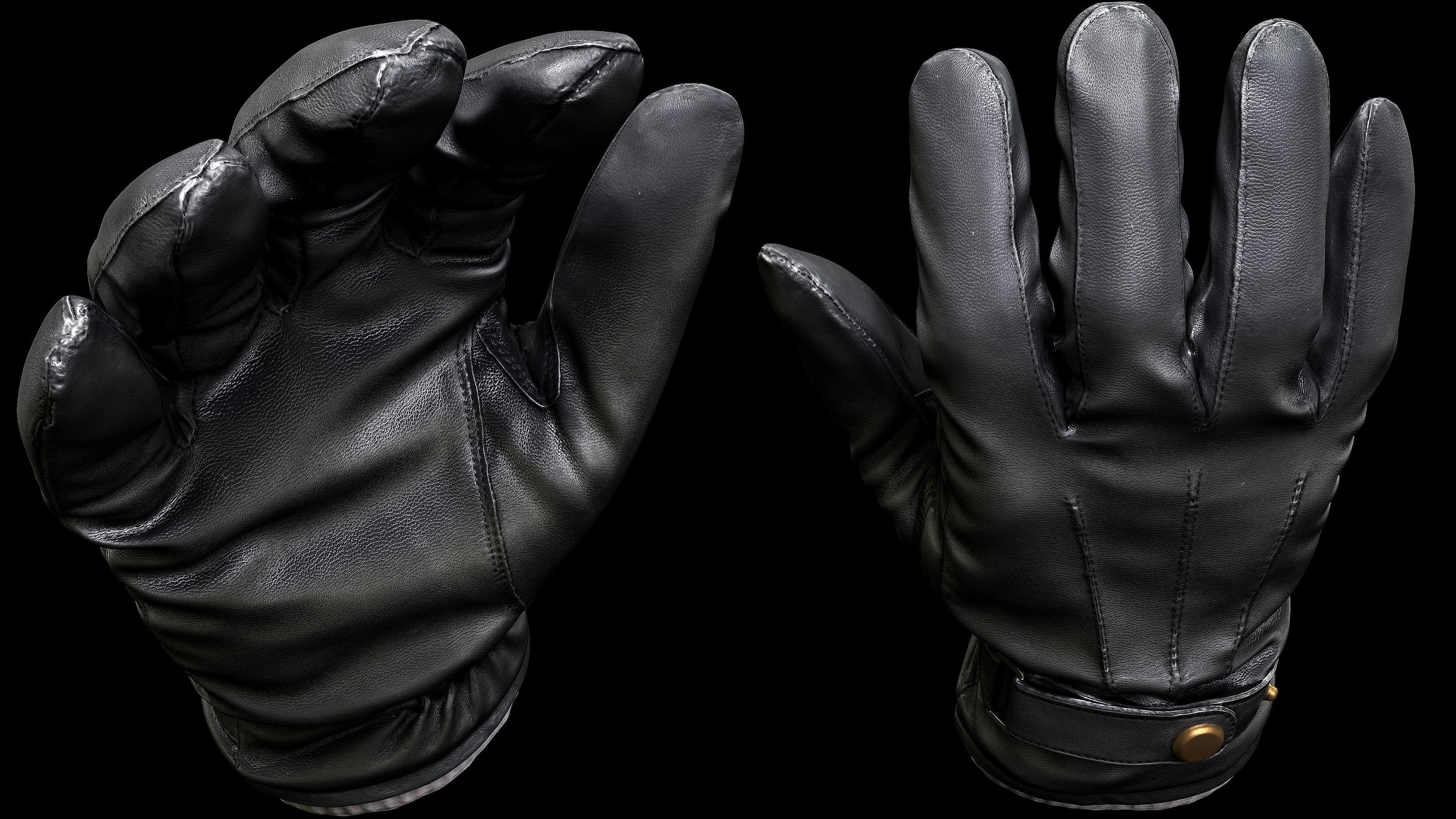 Leather Gloves 004 Low-poly 3D model_6