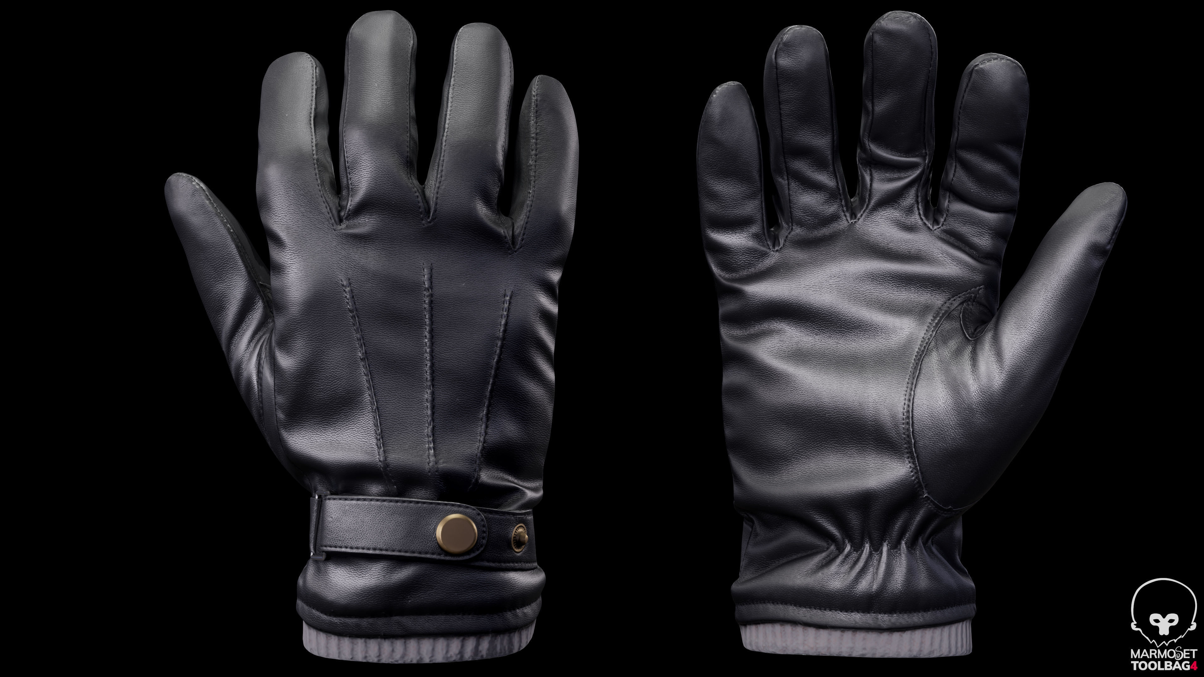 Leather Gloves 004 Low-poly 3D model_2