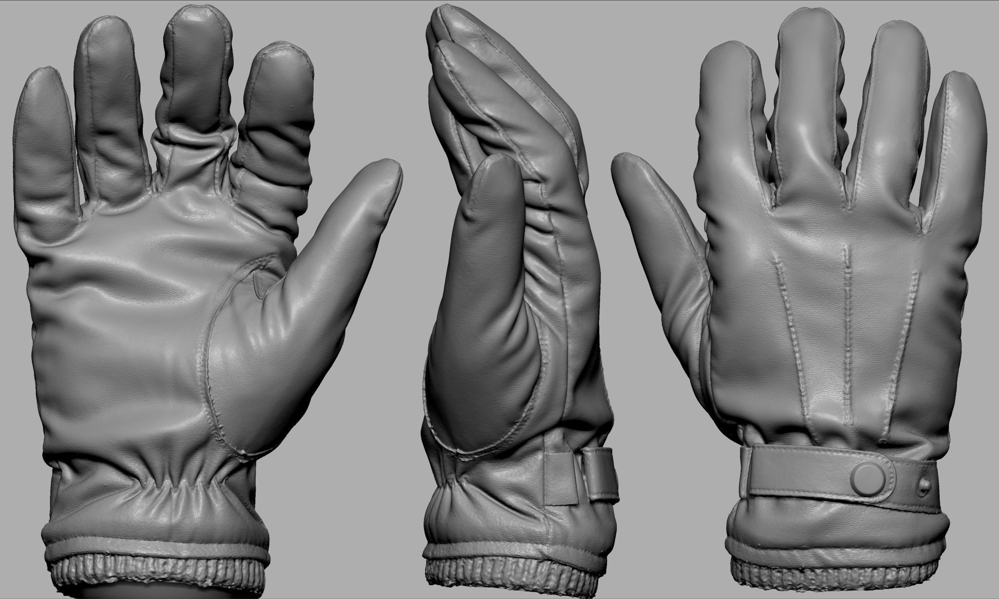 Leather Gloves 004 Low-poly 3D model_11