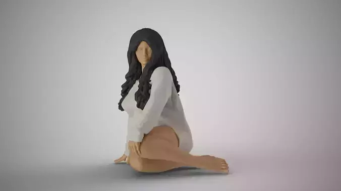 Girl Sitting by Fire 3D print model