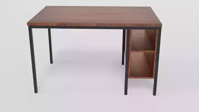Table desk with wooden top and metal legs