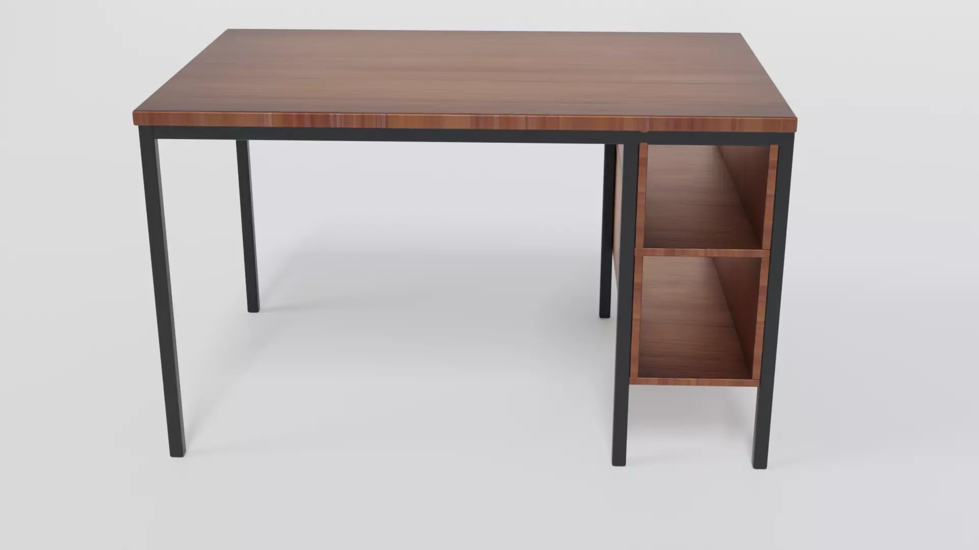 Table desk with wooden top and metal legs Low-poly 3D model_0