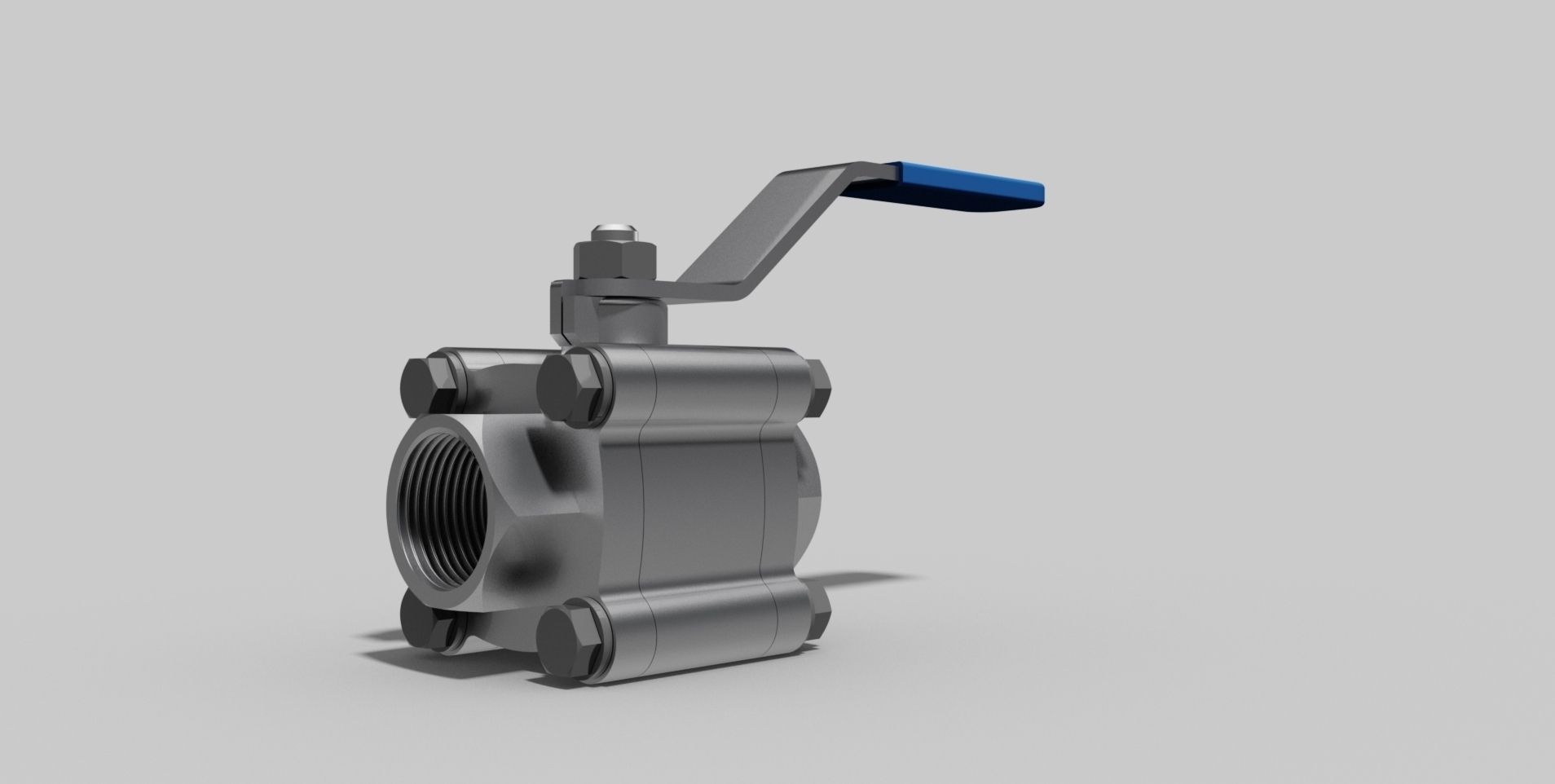 3-4 Inch BSP - Three piece ball valve NO - Autodesk Inventor 3D model_2