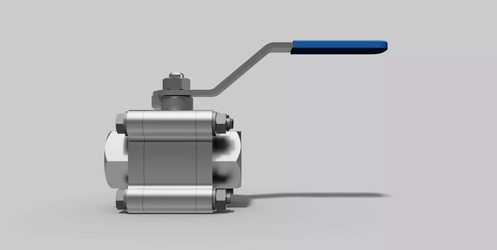 3-4 Inch BSP - Three piece ball valve NO - Autodesk Inventor 3D model_0