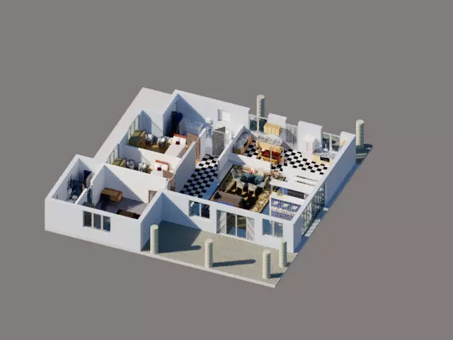 3d floorplan with basic assets 3D model_0