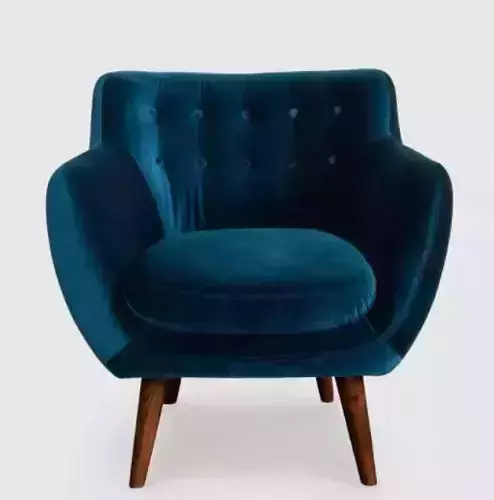 Armchair velvet chair with wooden legs