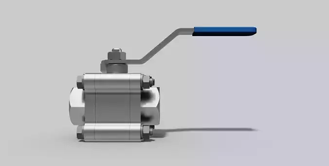 1 Inch BSP - Three piece ball valve NO - Autodesk Inventor
