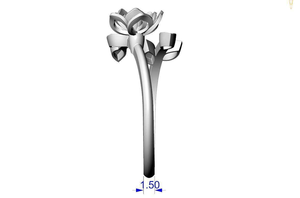 Flower ring 3D print model_8
