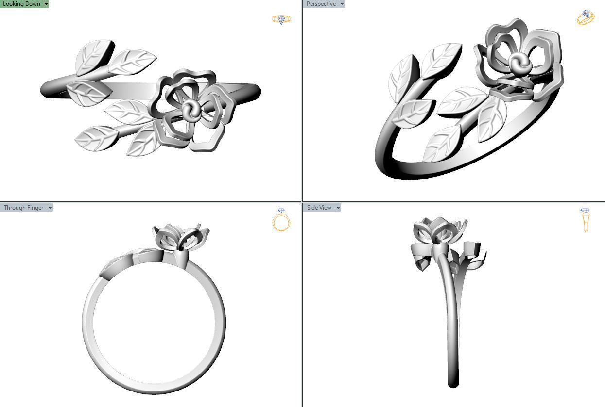 Flower ring 3D print model_5