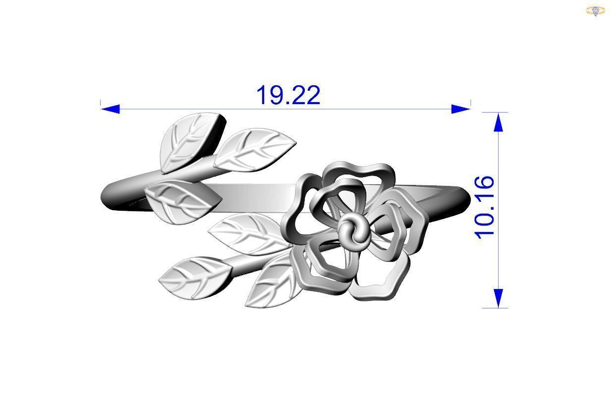Flower ring 3D print model_6