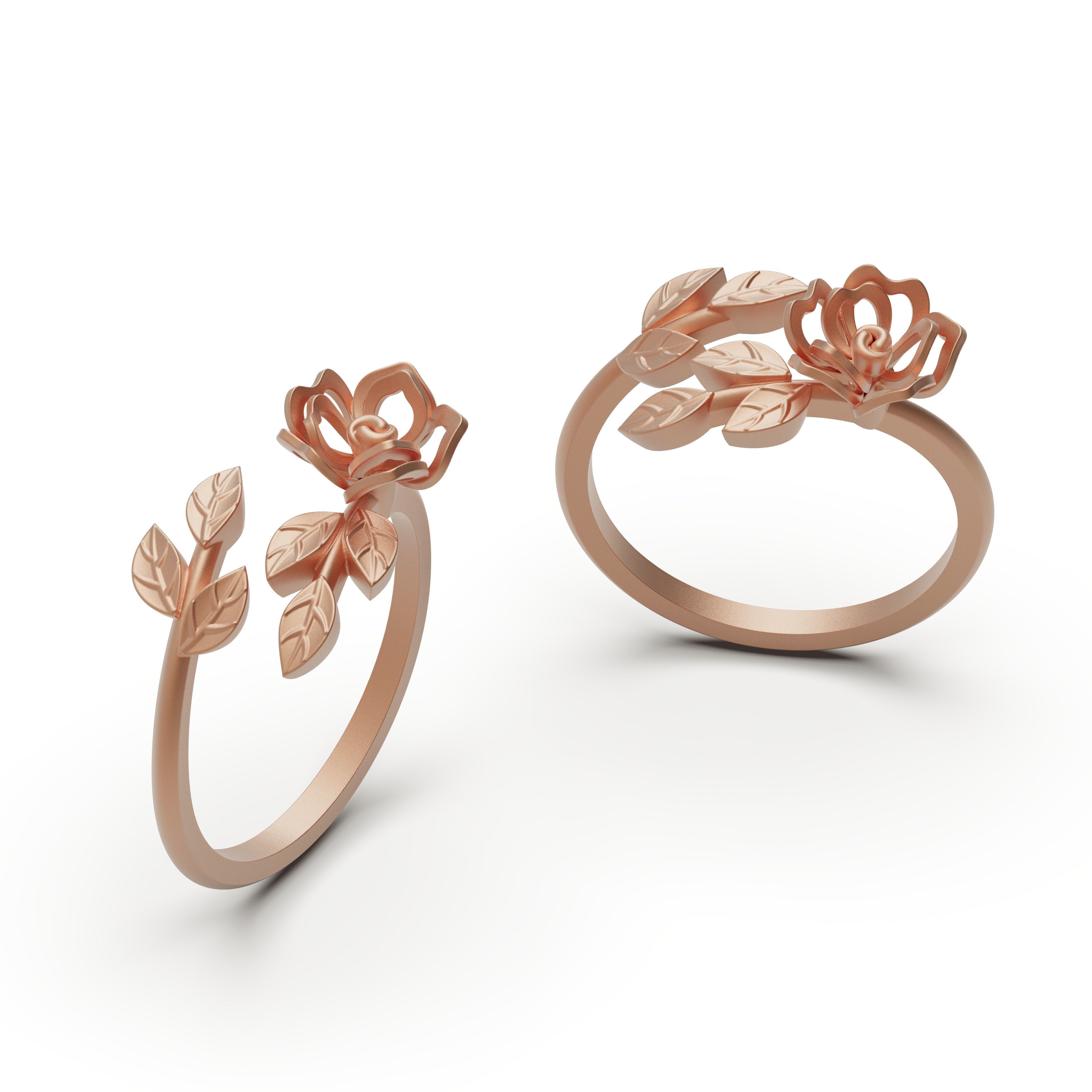 Flower ring 3D print model_2