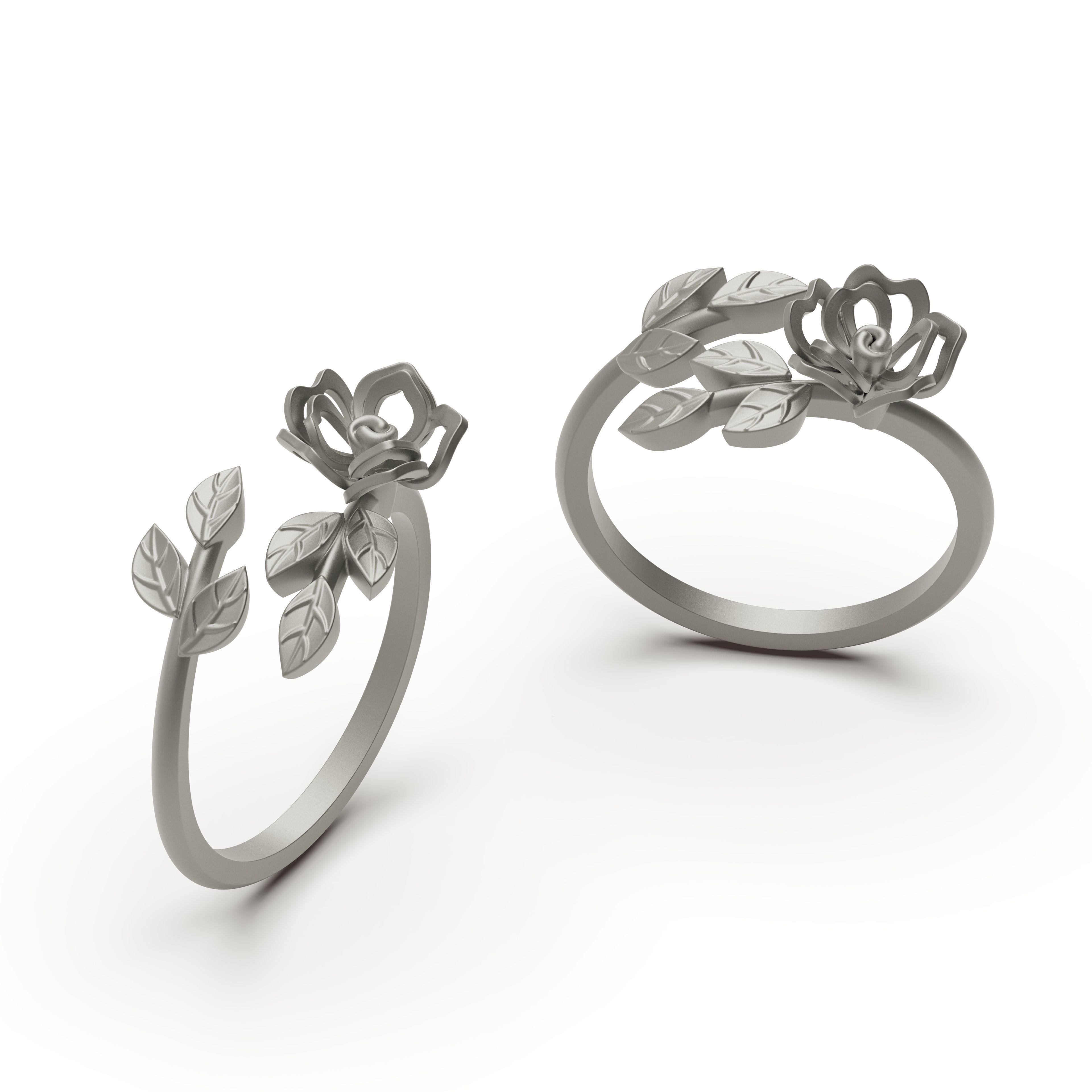 Flower ring 3D print model_1