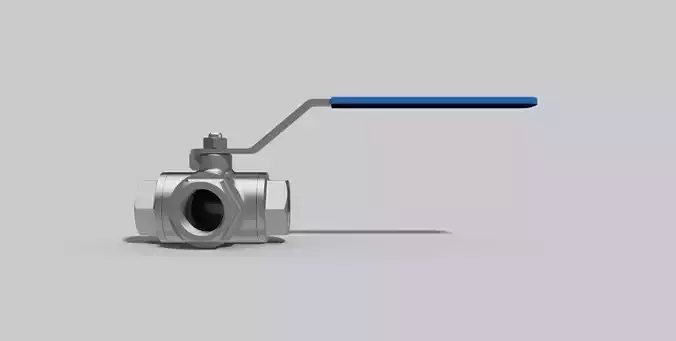 3-4 Inch BSP - Three-way ball valve NO - Autodesk Inventor 3D model