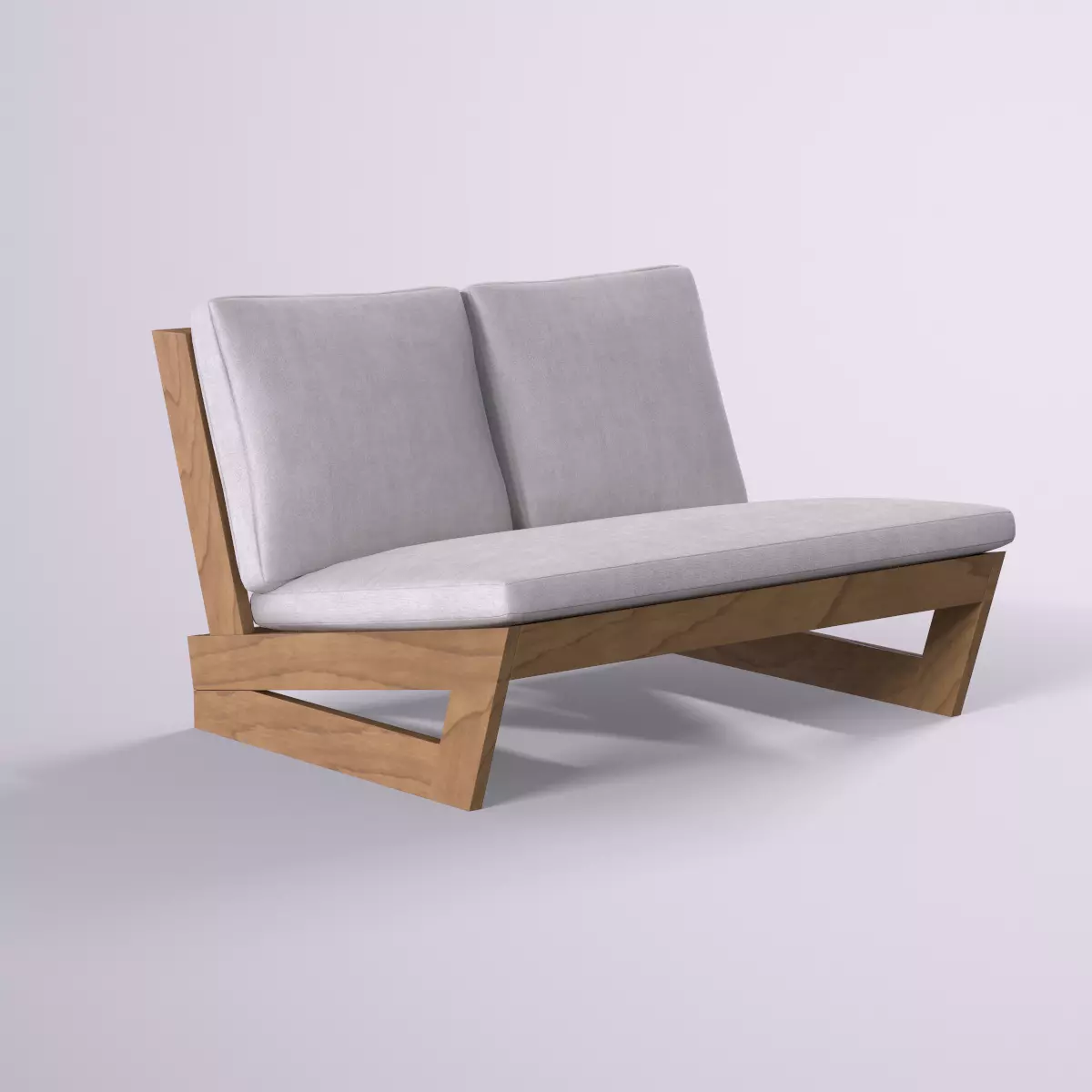 Love Seat with cushions teak Low-poly 3D model