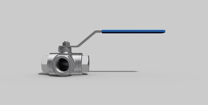 1 Inch BSP - Three-way ball valve NO - Autodesk Inventor 3D model