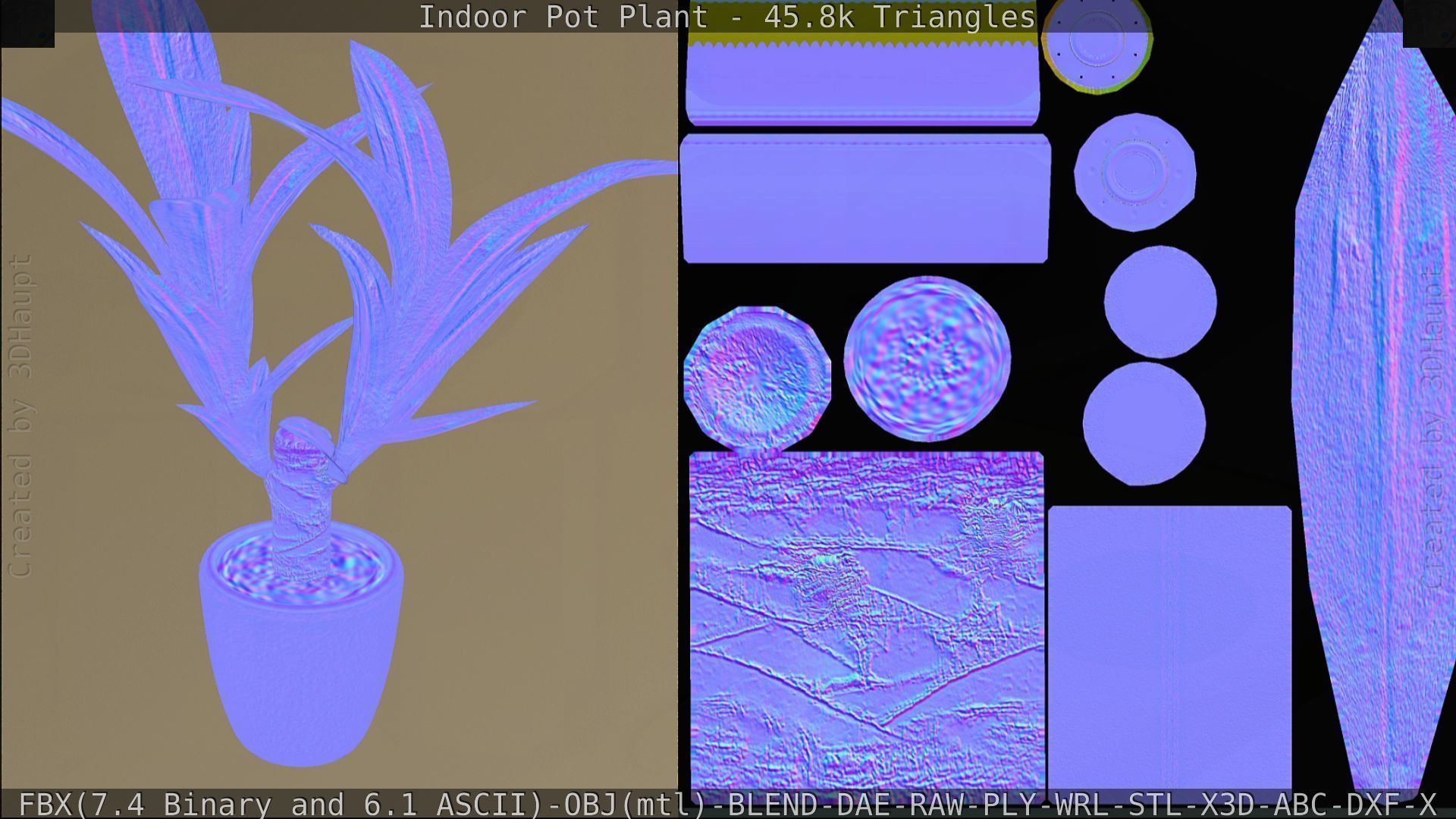 Indoor Pot Plant 1 Low-poly 3D model_98