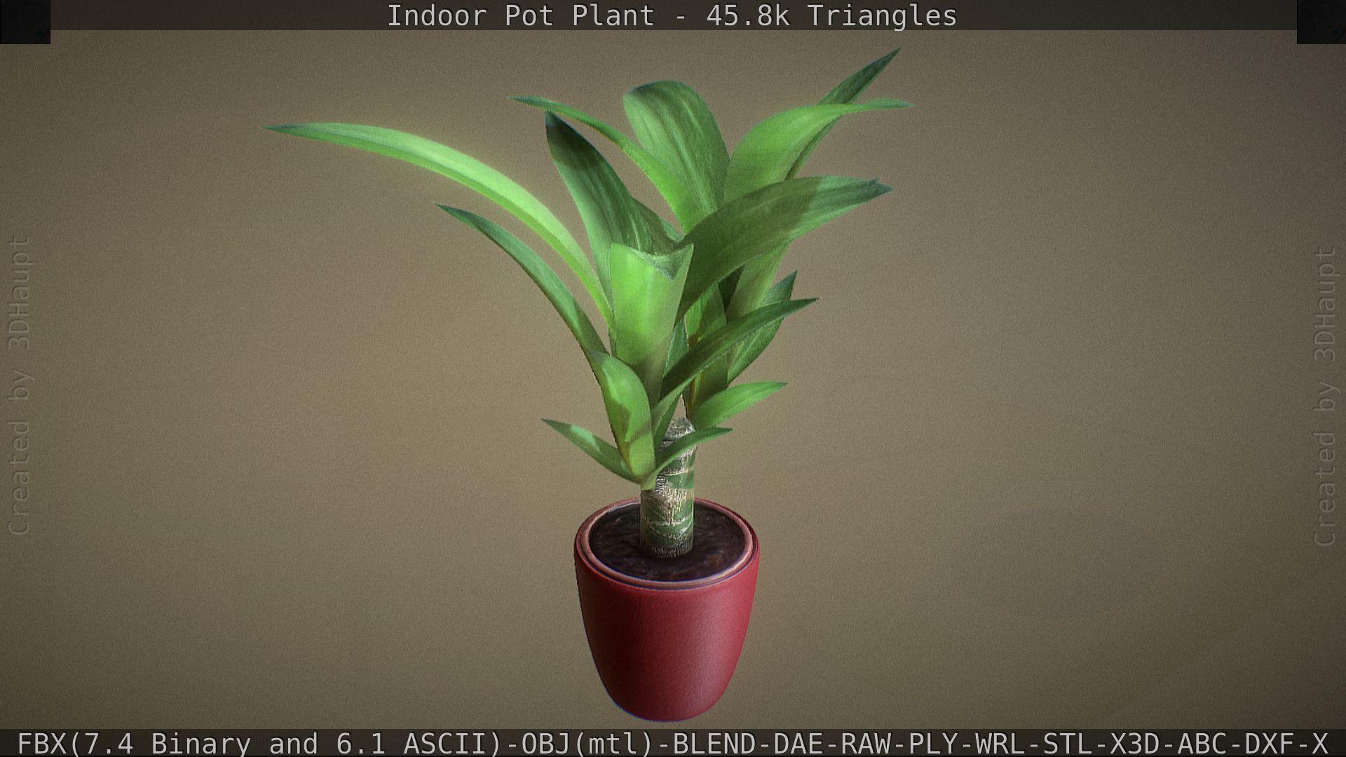Indoor Pot Plant 1 Low-poly 3D model_10