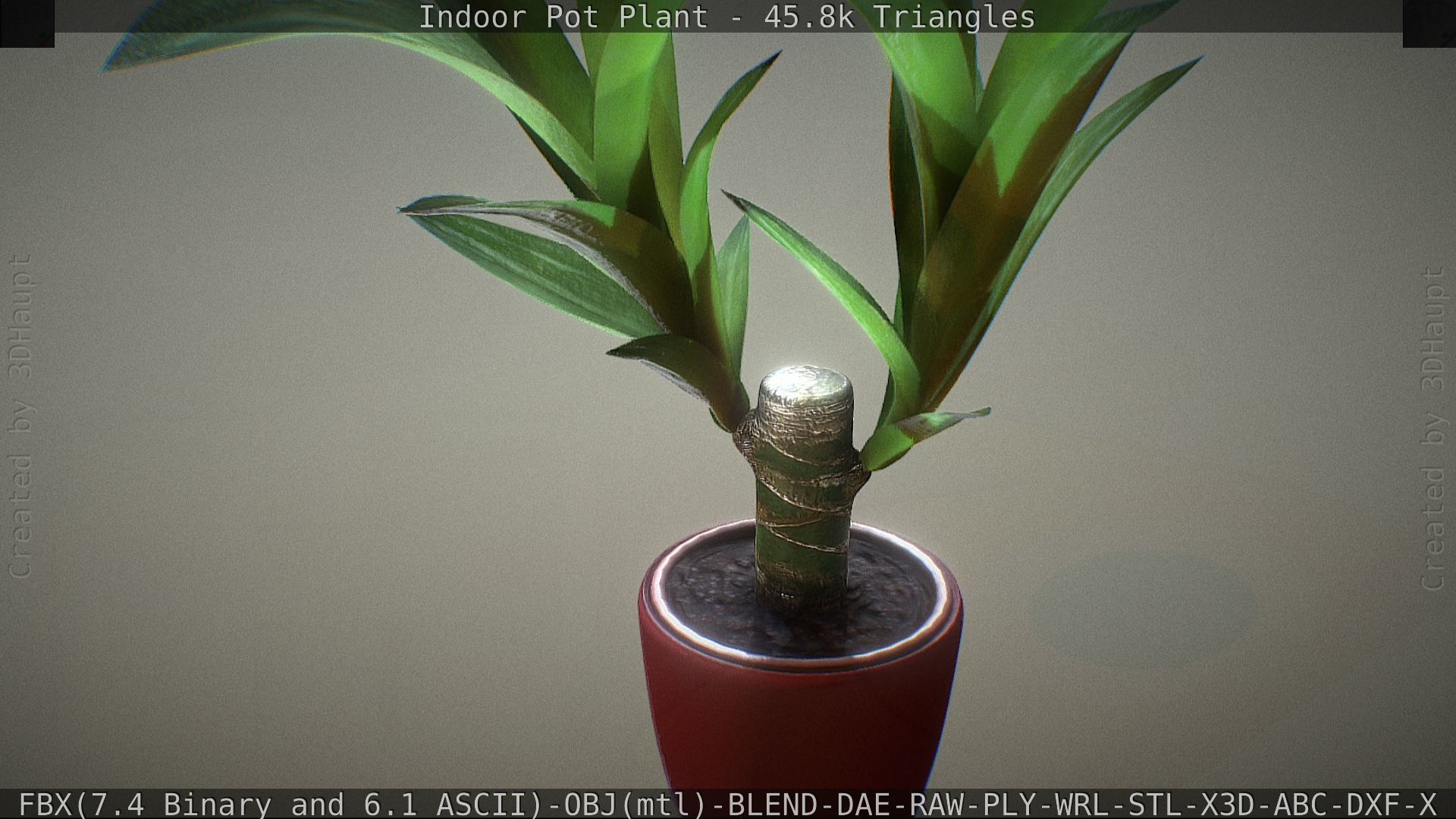 Indoor Pot Plant 1 Low-poly 3D model_15