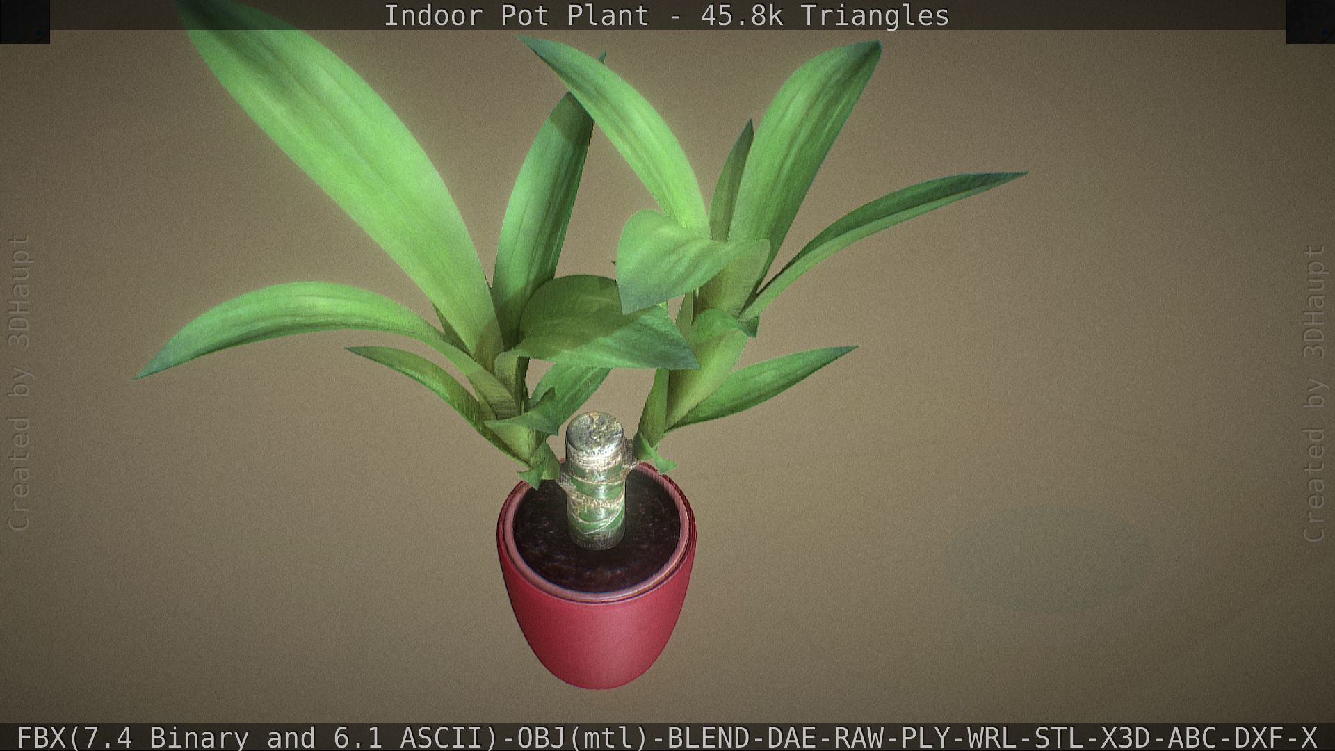 Indoor Pot Plant 1 Low-poly 3D model_20