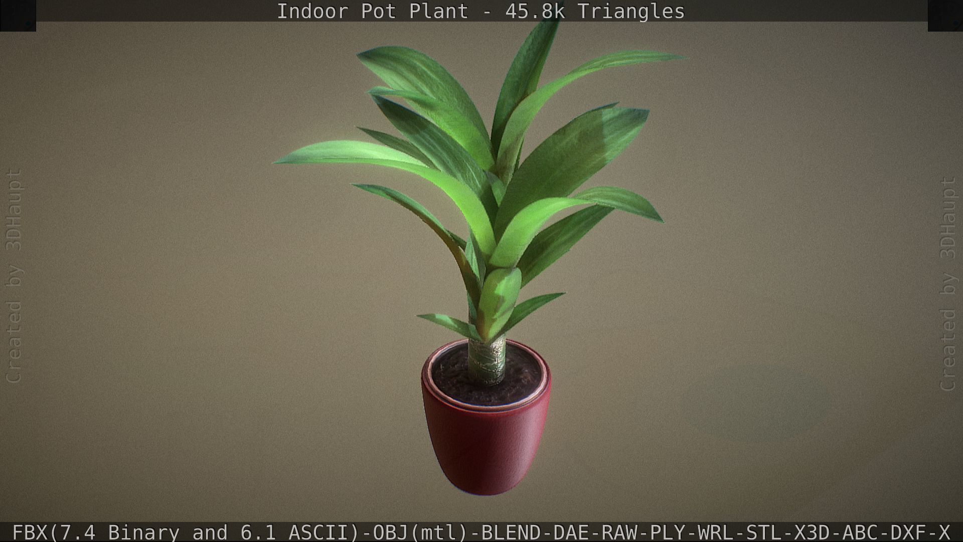 Indoor Pot Plant 1 Low-poly 3D model_16