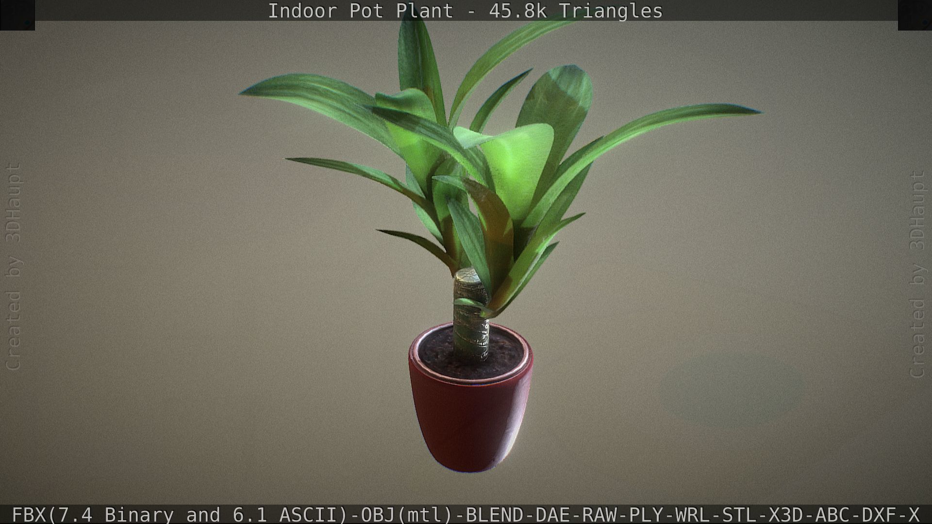 Indoor Pot Plant 1 Low-poly 3D model_12