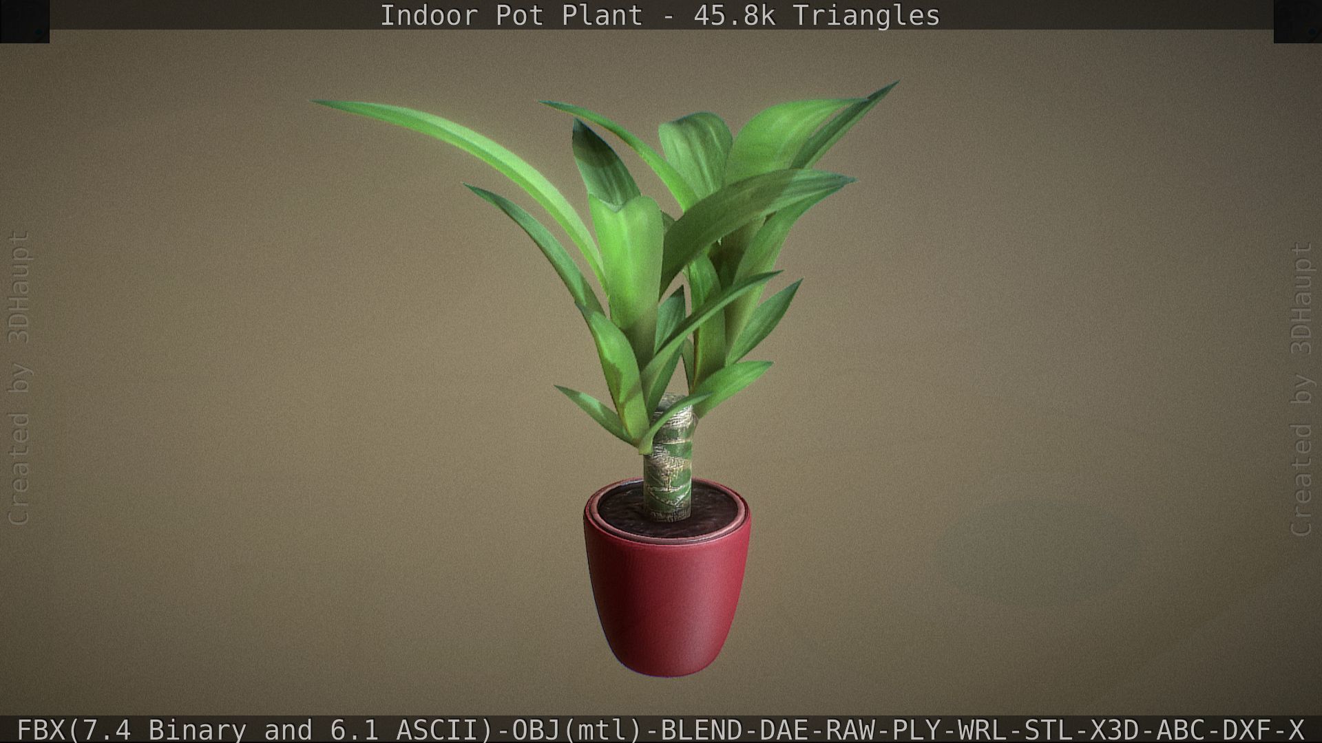 Indoor Pot Plant 1 Low-poly 3D model_17