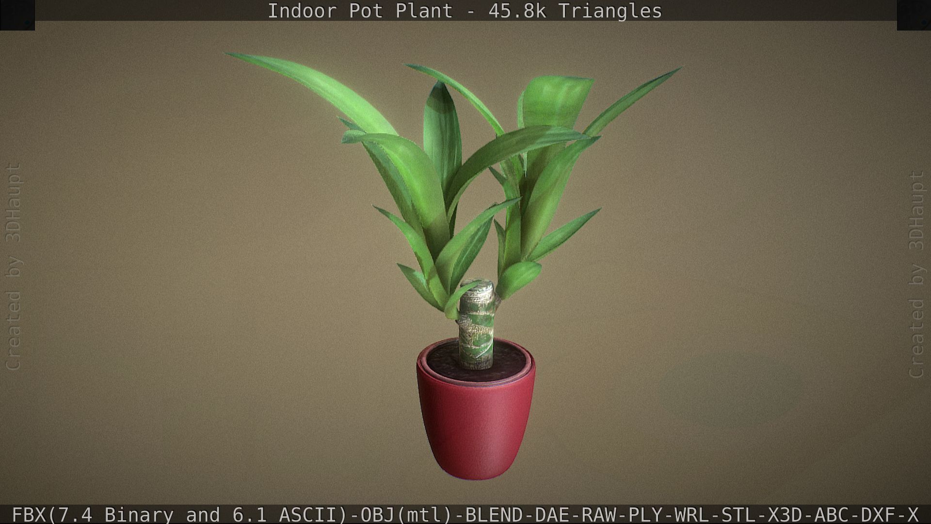 Indoor Pot Plant 1 Low-poly 3D model_9