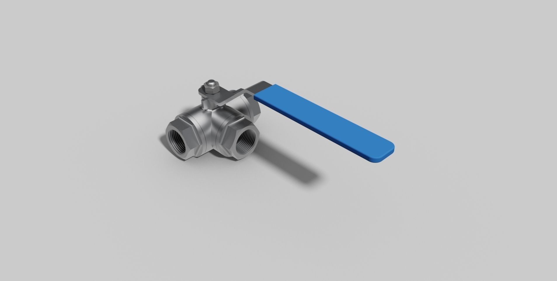3-4 Inch BSP - Three-way ball valve NC - Autodesk Inventor 3D model_1