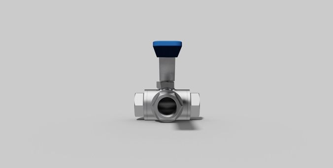 3-4 Inch BSP - Three-way ball valve NC - Autodesk Inventor 3D model