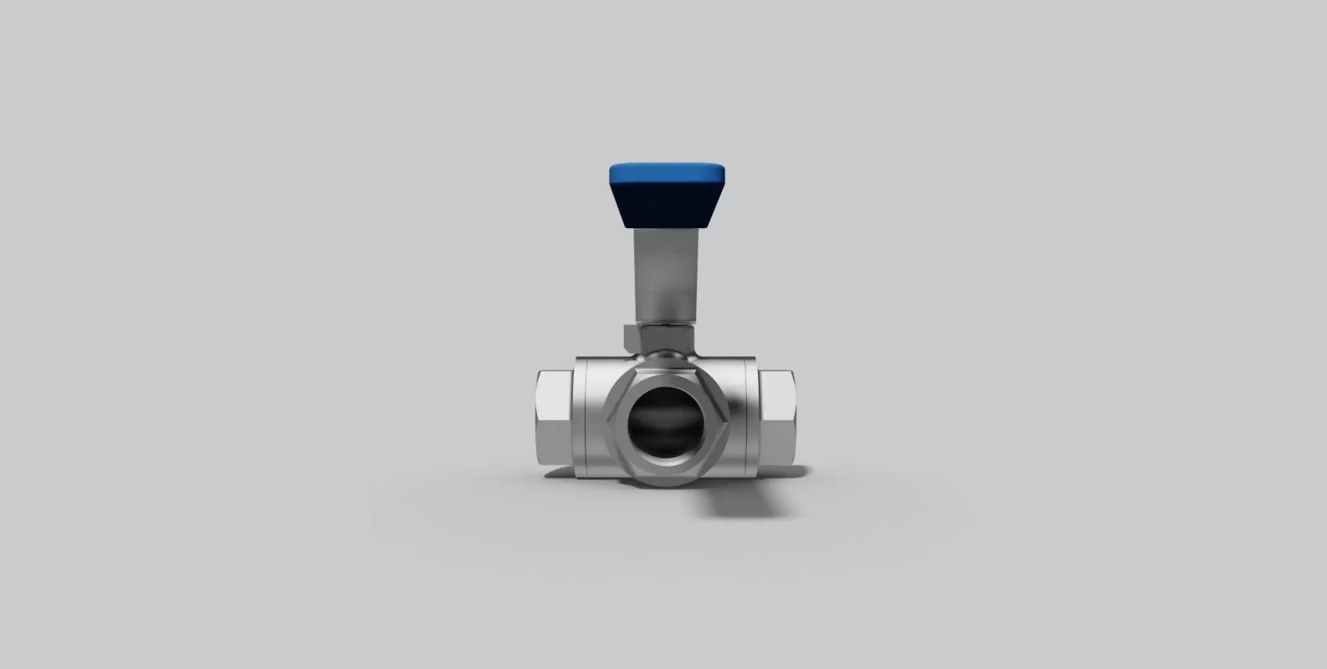 1 Inch BSP - Three-way ball valve NC - Autodesk Inventor 3D model_0