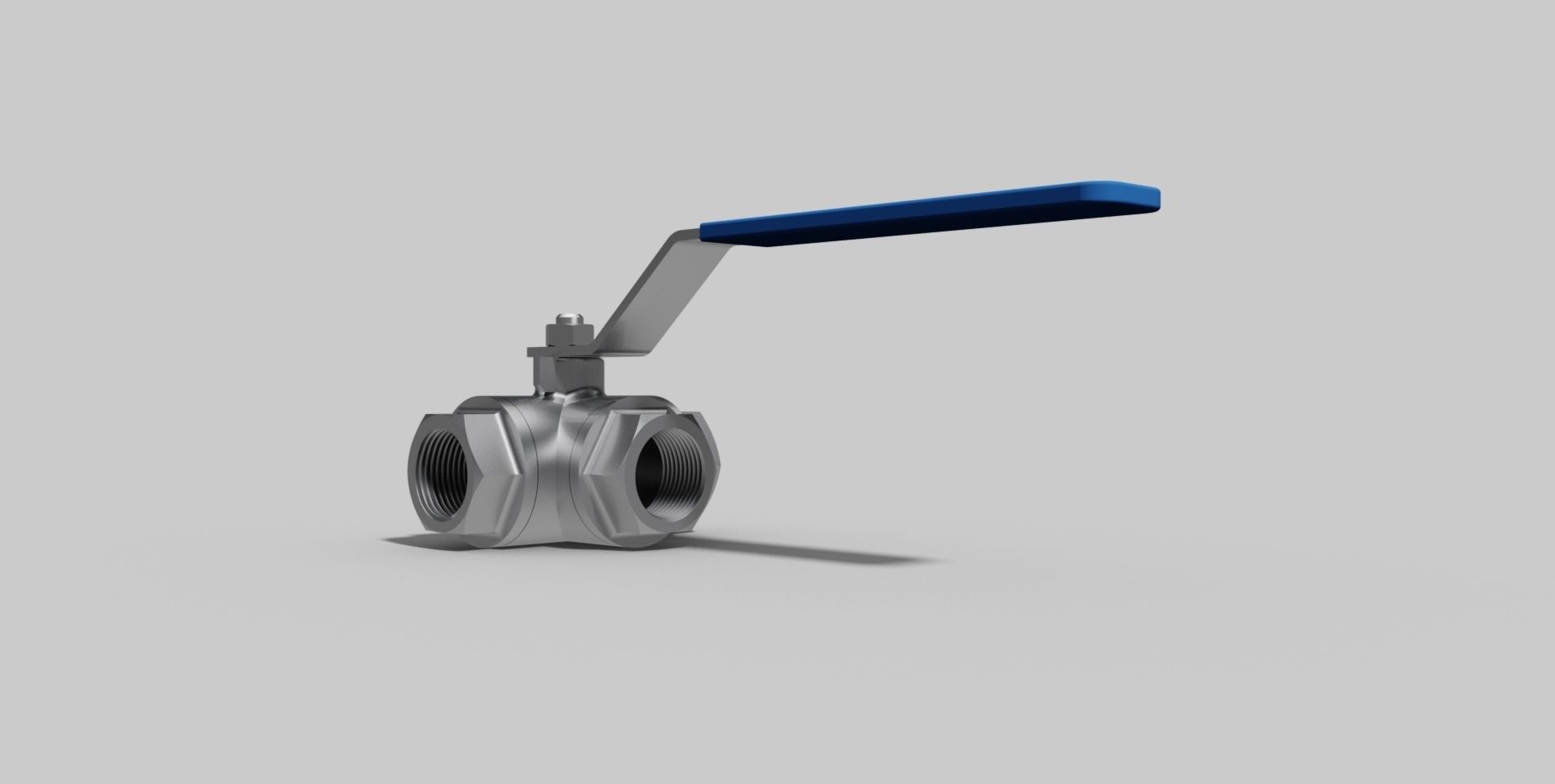 1 Inch BSP - Three-way ball valve NC - Autodesk Inventor 3D model_2