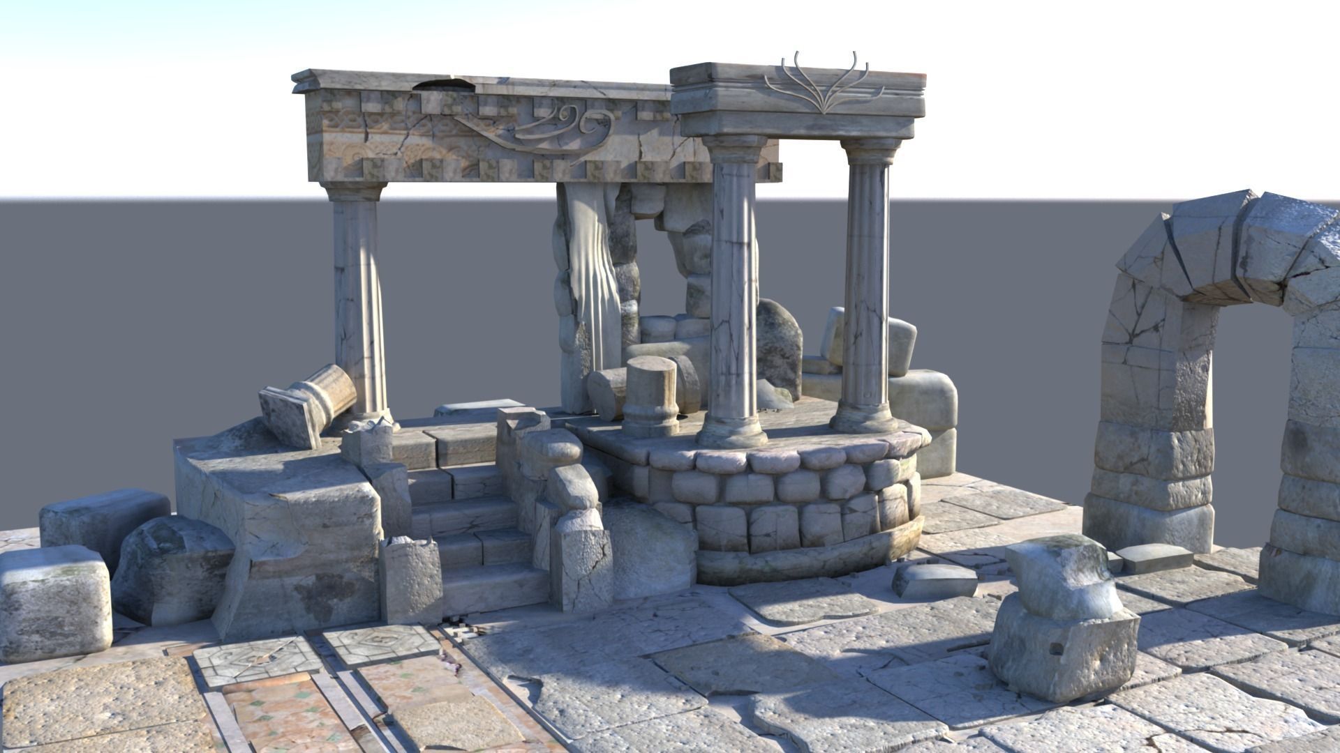 Detailed Temple Ruins 3D model_0