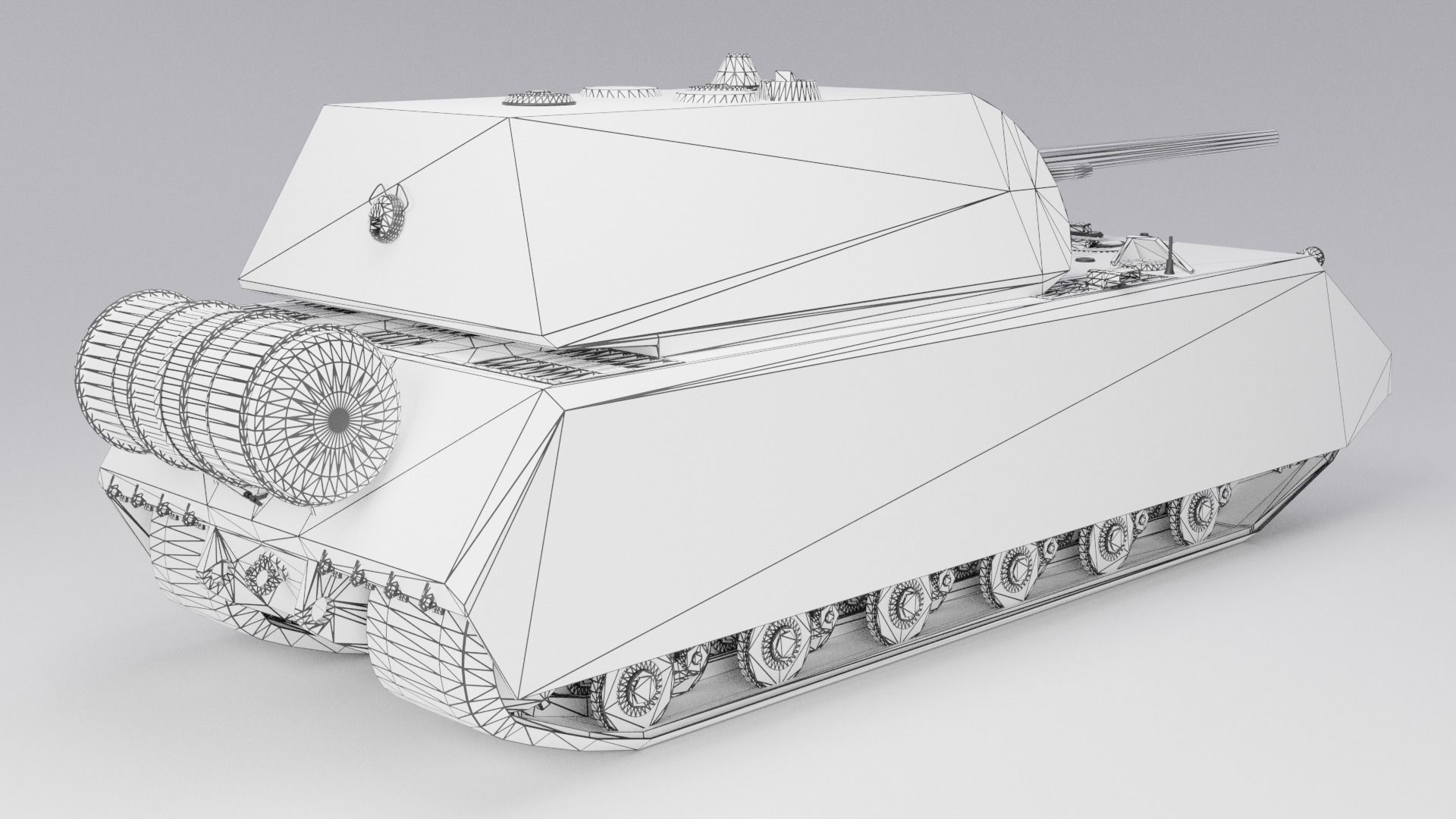 Maus Tank - Game-Ready - RIGGED - LOW-POLY - Low-poly 3D model_3