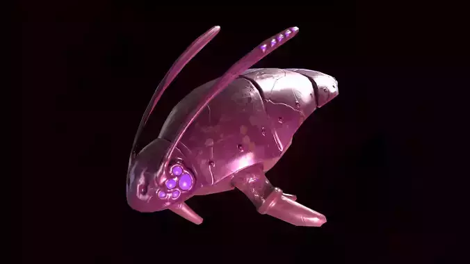 Low Poly Flying Alien Organic Creature Low-poly 3D model