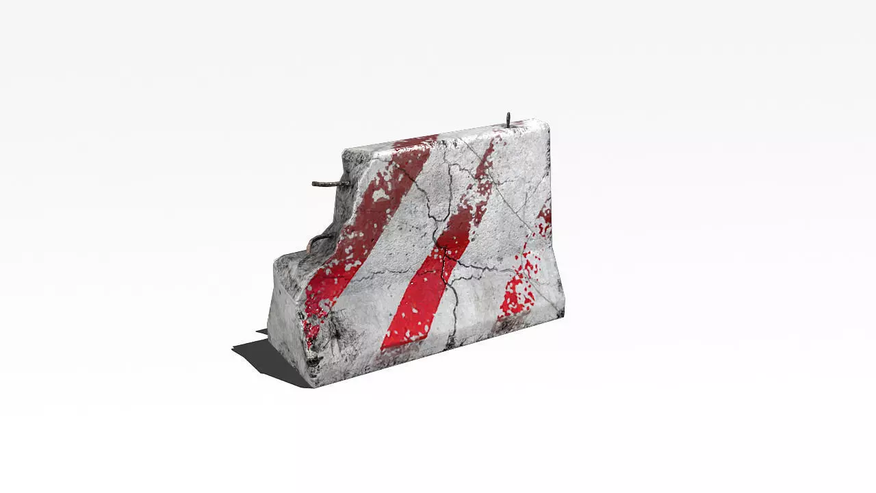 Road block 01 detailed Low-poly 3D model_0