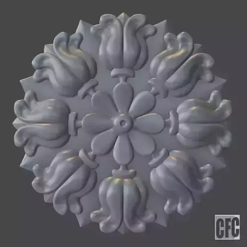 WoodCarving floral detail - 3d model for CNC - FlowerCFC26