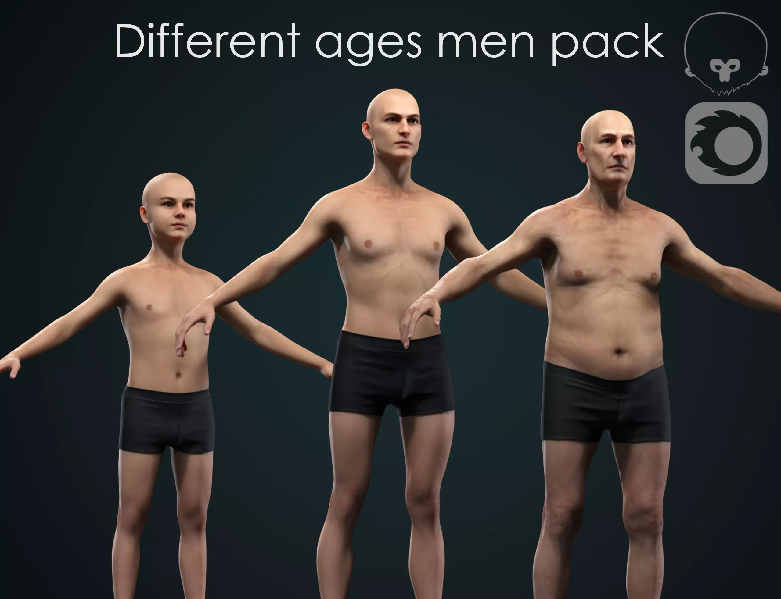 Different ages men pack 3D Model Collection_0