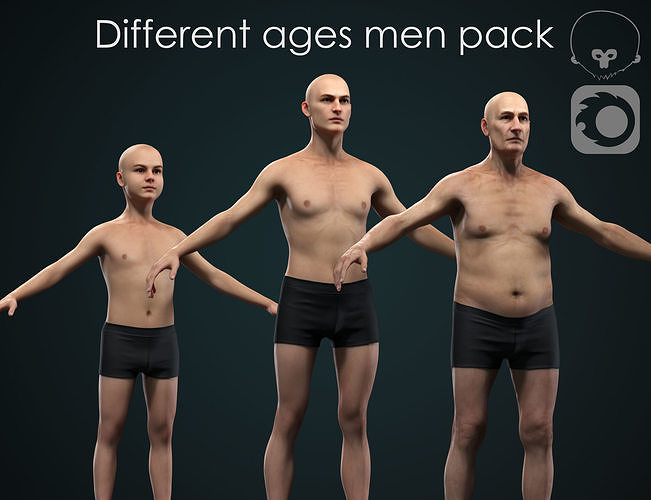 Different ages men pack 3D Model Collection