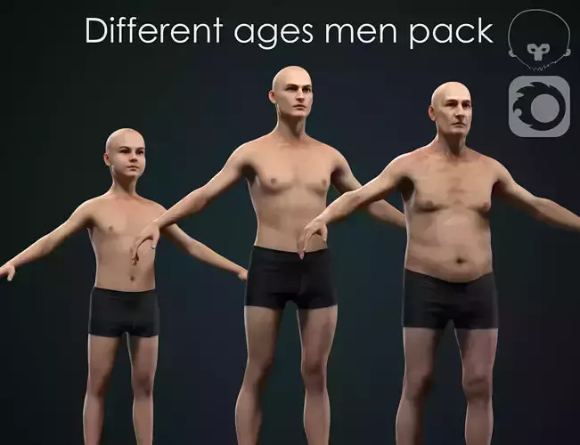 Different ages men pack 3D Model Collection